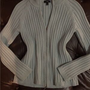 Talbots Blue Ribbed Cardigan